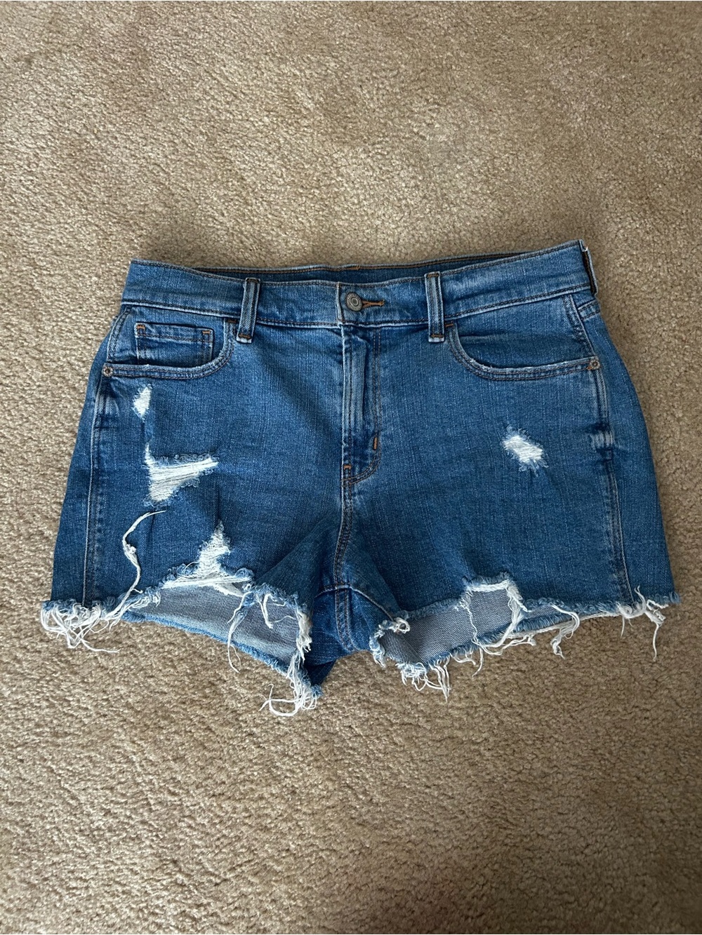 Distressed High-Rise Denim Shorts - Blue - Boyfriend Short Mid-rise - Old Navy